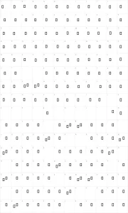Mapa de caracteres da fonte Music and Party