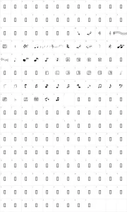Mapa de caracteres da fonte Music Elements