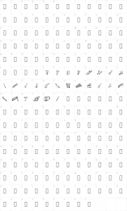 Mapa de caracteres da fonte Music for a while