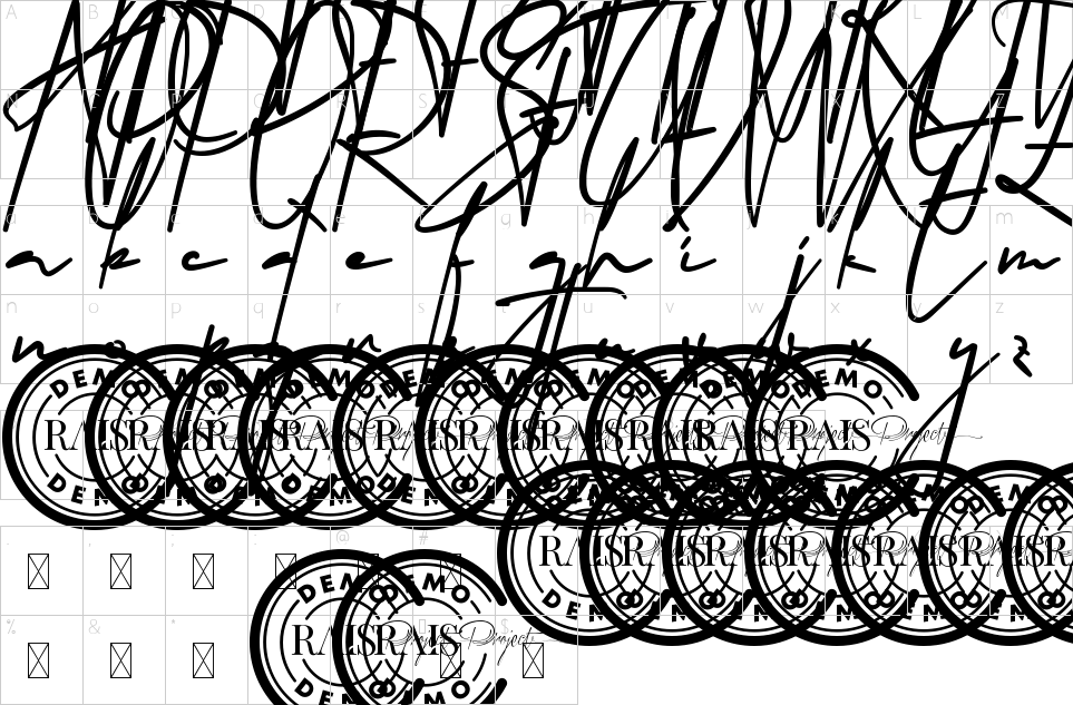 Mapa de caracteres da fonte Musical Theater Font | 1001 Free Fonts