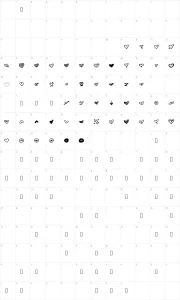 Mapa de caracteres da fonte MW Heart