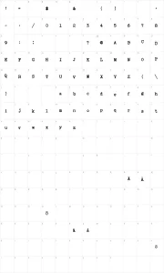 Mapa de caracteres da fonte My Old Remington