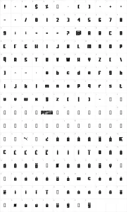 Mapa de caracteres da fonte My Puma