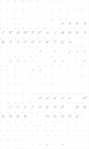 Mapa de caracteres da fonte Mysterious Elegance