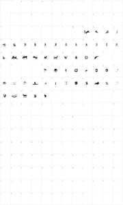 Mapa de caracteres da fonte Mythical & Hoplite Noogies