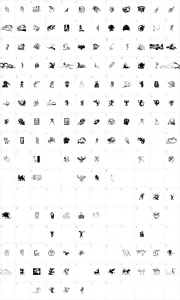 Mapa de caracteres da fonte Mythologicals One
