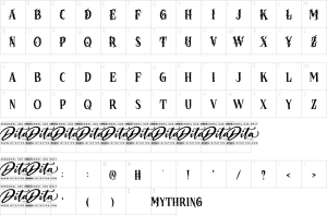 Mapa de caracteres da fonte Mythring Font | 1001 Free Fonts