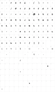 Mapa de caracteres da fonte MyWord