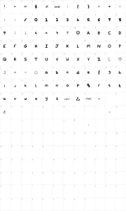 Mapa de caracteres da fonte Nathan's Notations