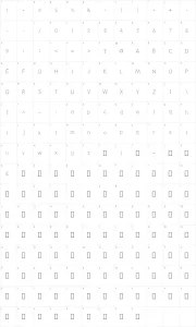 Mapa de caracteres da fonte National First Font