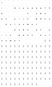 Mapa de caracteres da fonte Necrotype