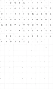 Mapa de caracteres da fonte Neon Glow