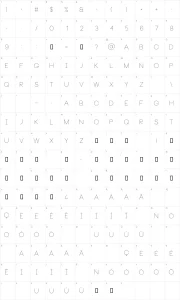 Mapa de caracteres da fonte Neou Thin