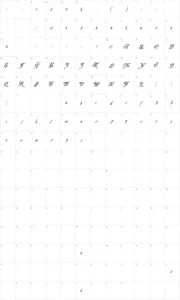Mapa de caracteres da fonte Neue Zier Schrift