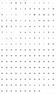 Mapa de caracteres da fonte New Dr. Yoshiabibi
