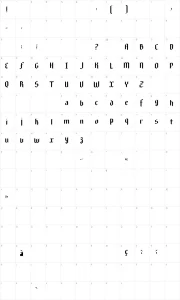 Mapa de caracteres da fonte New Gothic Textura