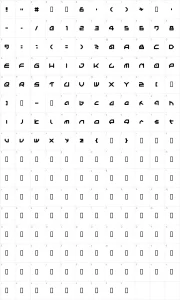 Mapa de caracteres da fonte Next Games