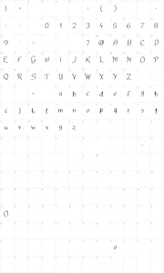 Mapa de caracteres da fonte Nice Written