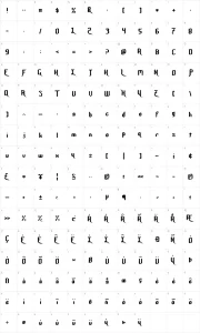 Mapa de caracteres da fonte Night Warrior