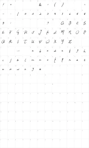 Mapa de caracteres da fonte Night Wind Sent