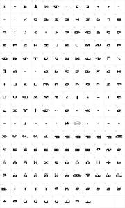 Mapa de caracteres da fonte Nightrunner