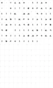 Mapa de caracteres da fonte Ninjas