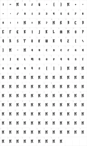 Mapa de caracteres da fonte No More Justice