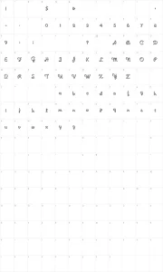 Mapa de caracteres da fonte Noodle Script