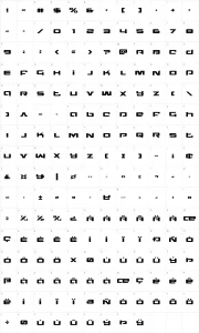 Mapa de caracteres da fonte Northstar