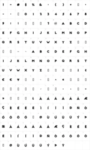 Mapa de caracteres da fonte Not Mary Kate