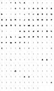 Mapa de caracteres da fonte Not now I have a headache!