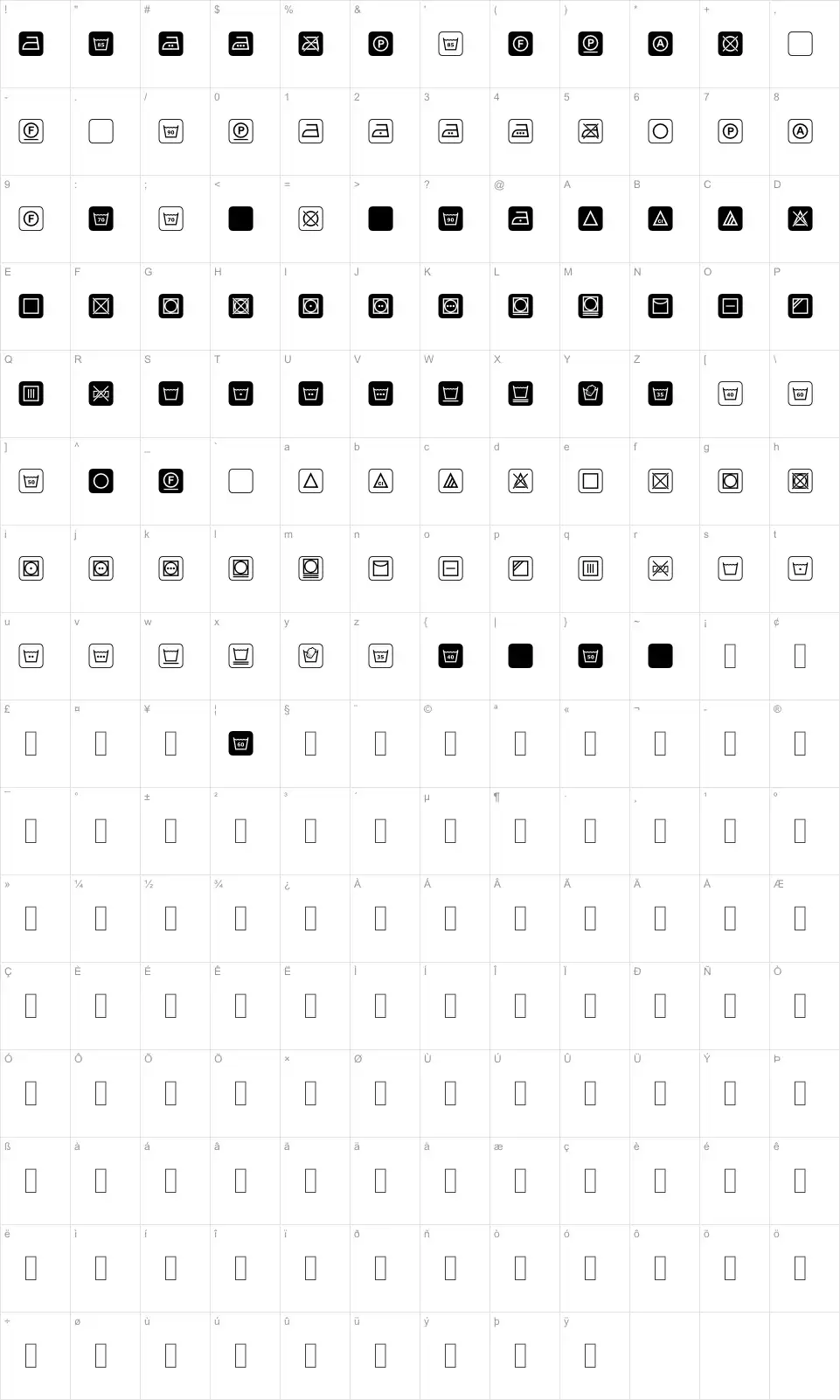 Mapa de caracteres da fonte Notice 3 Std