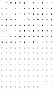 Mapa de caracteres da fonte Nottke