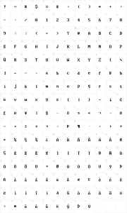 Mapa de caracteres da fonte Nouveau IBM