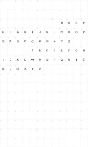 Mapa de caracteres da fonte Nouveau Uncial Caps