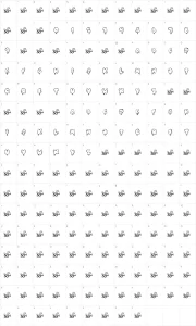 Mapa de caracteres da fonte Oh Balloney
