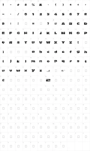 Mapa de caracteres da fonte Oh my god stars !