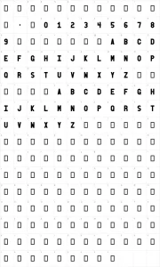 Mapa de caracteres da fonte Old Block