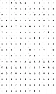 Mapa de caracteres da fonte Old Sans Black