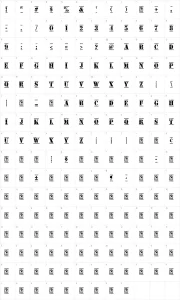 Mapa de caracteres da fonte Old Stamper