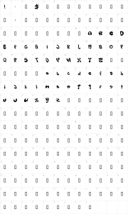 Mapa de caracteres da fonte Olopus