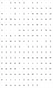 Mapa de caracteres da fonte Omicron