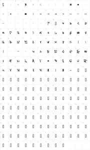 Mapa de caracteres da fonte One 8 Seven