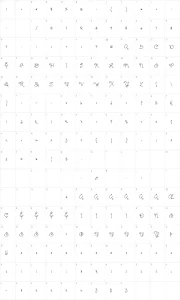 Mapa de caracteres da fonte One Starry Night
