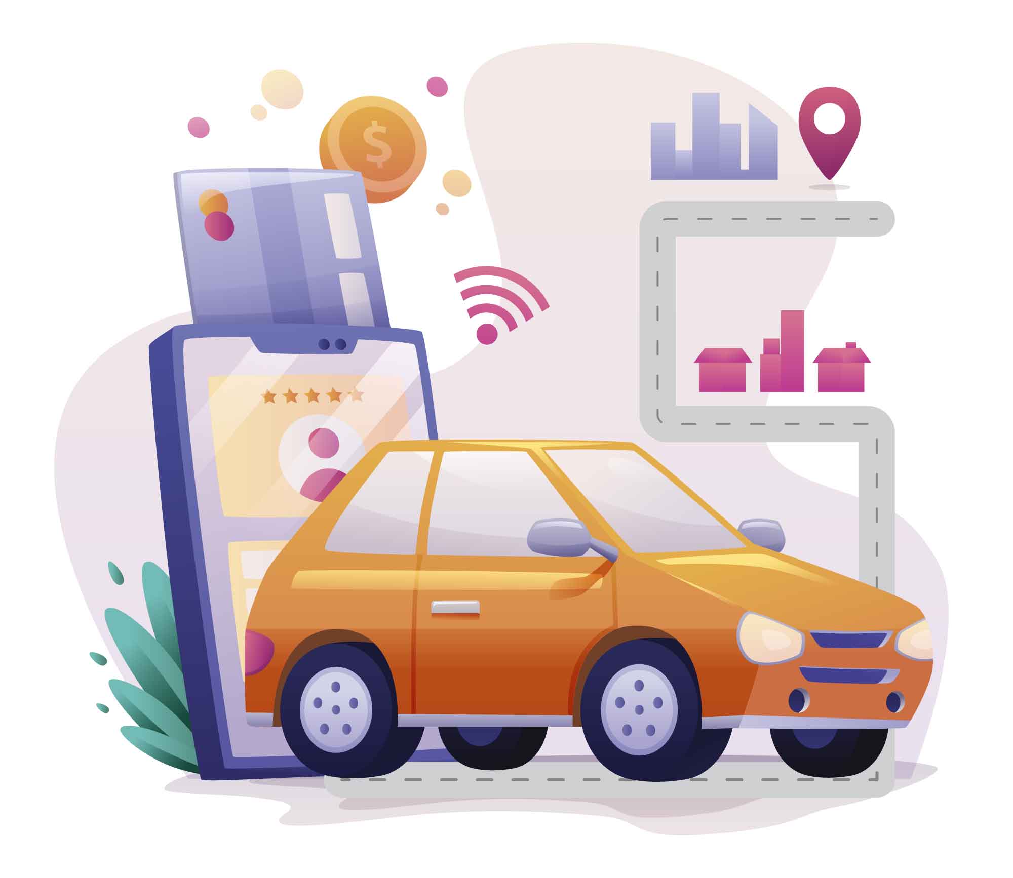 Online Car Booking Illustration (AI, EPS)