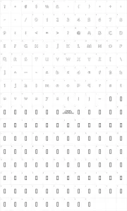 Mapa de caracteres da fonte Ooky