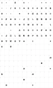 Mapa de caracteres da fonte Oomph