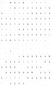 Mapa de caracteres da fonte Open 24 Display ST