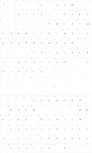 Mapa de caracteres da fonte Ophelia Script