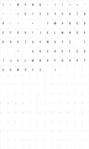 Mapa de caracteres da fonte Ostrich Sans